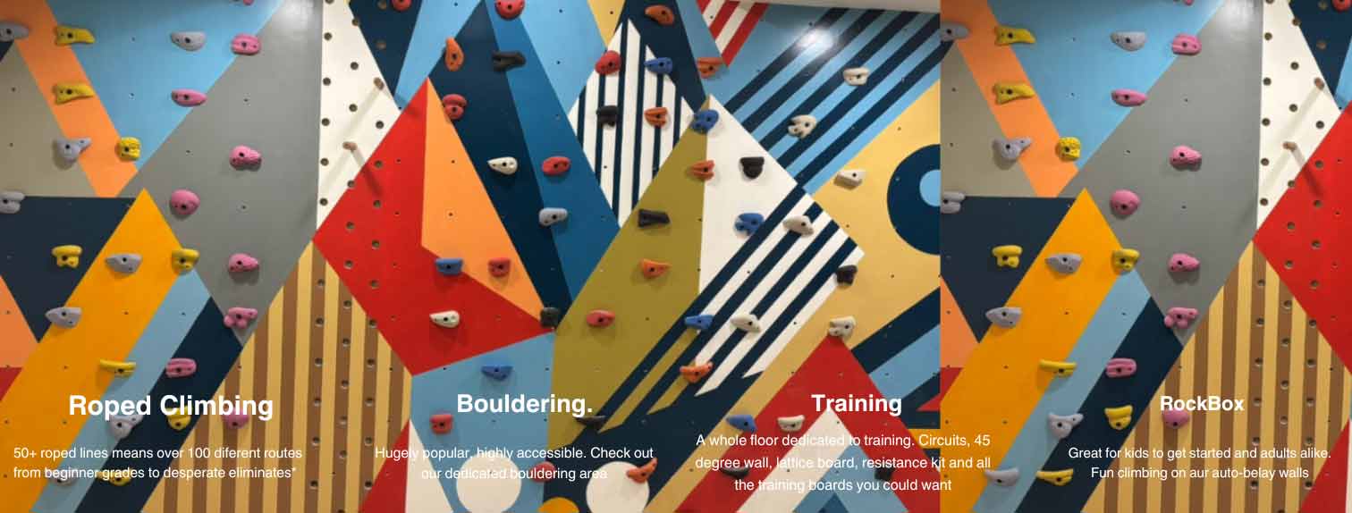 Roped Climbing, Bouldering, Training, Rockbox