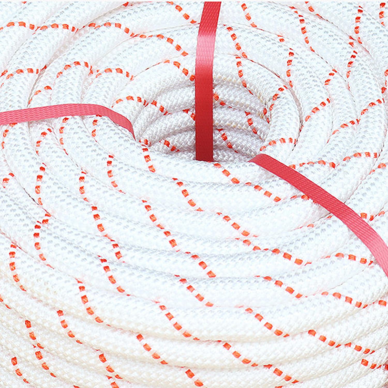 White Tech 12mm Climbing Static Rope Nylon 32 KN Breaking High Strength Industrial Safety Rope, Hiking Climbing Fire Escape Rappelling Construction (12MM 100MTR