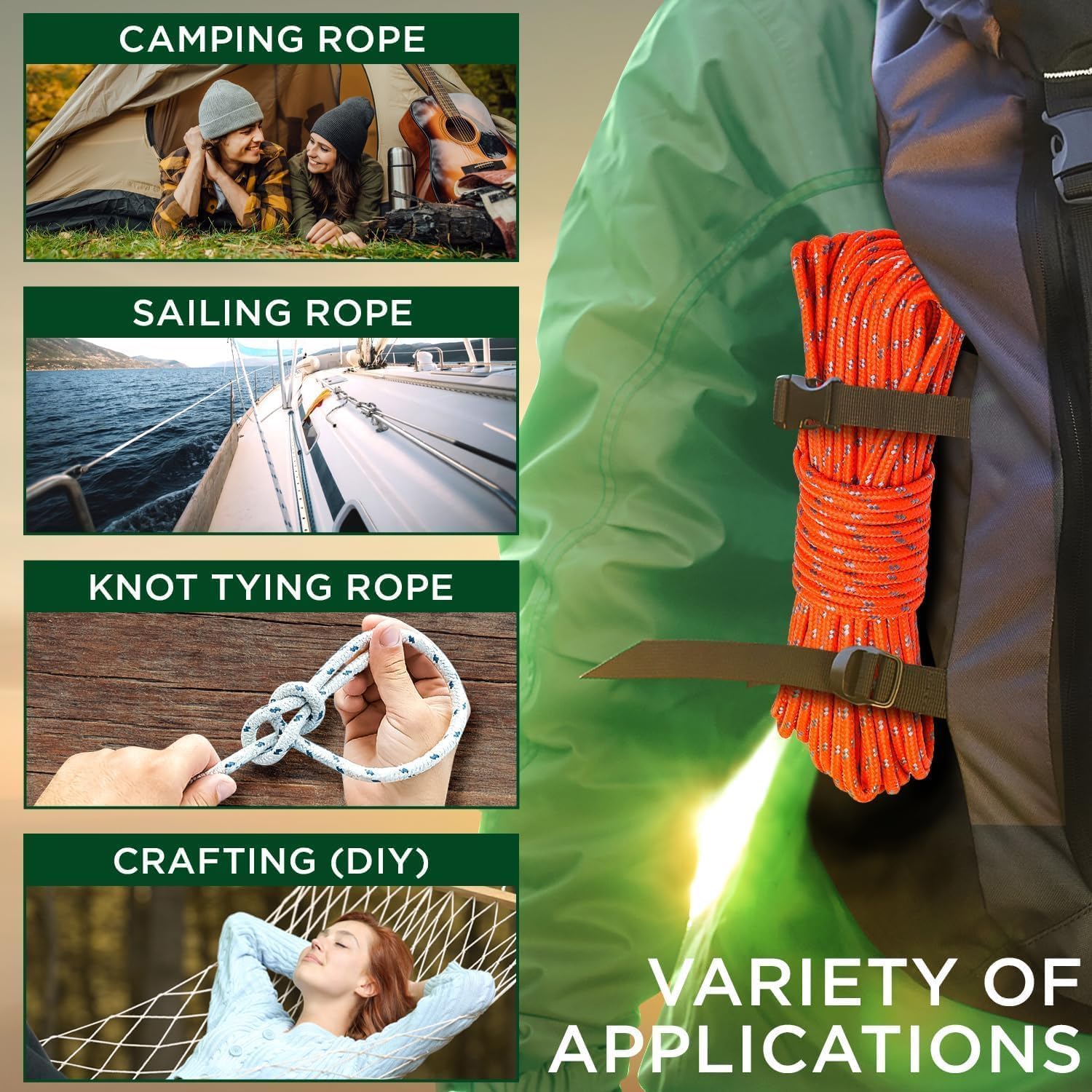 White Tech 6mm Accessory Cord Climbing Rope (100Mtr) for Rock Climbing Accessories Cord Double Braid Nylon Cord, Survival,Firestarter, Fishing Line, Duty Camping All-Purpose Utility Rope