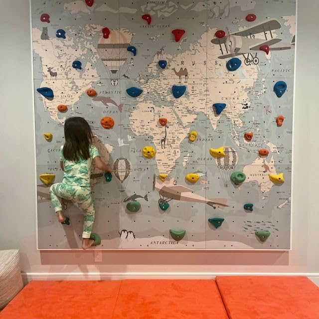 White Tech Clasic Rock Climbing Holds Set of 50 for Kids and Adult,DIY Wall Climbing Holds for Indoor and Outdoor Play Set Use (Multicolor) with Installation Kit