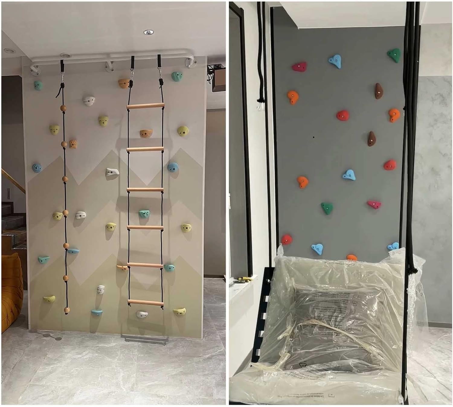 White Tech Premium Rock Climbing Holds (15Pack) Multi-Colored Climbing Rock for Indoor and Outdoor Playground Play Set for Kids, Adult Climbing Wall Holds with Hardware Kit DIY Installation