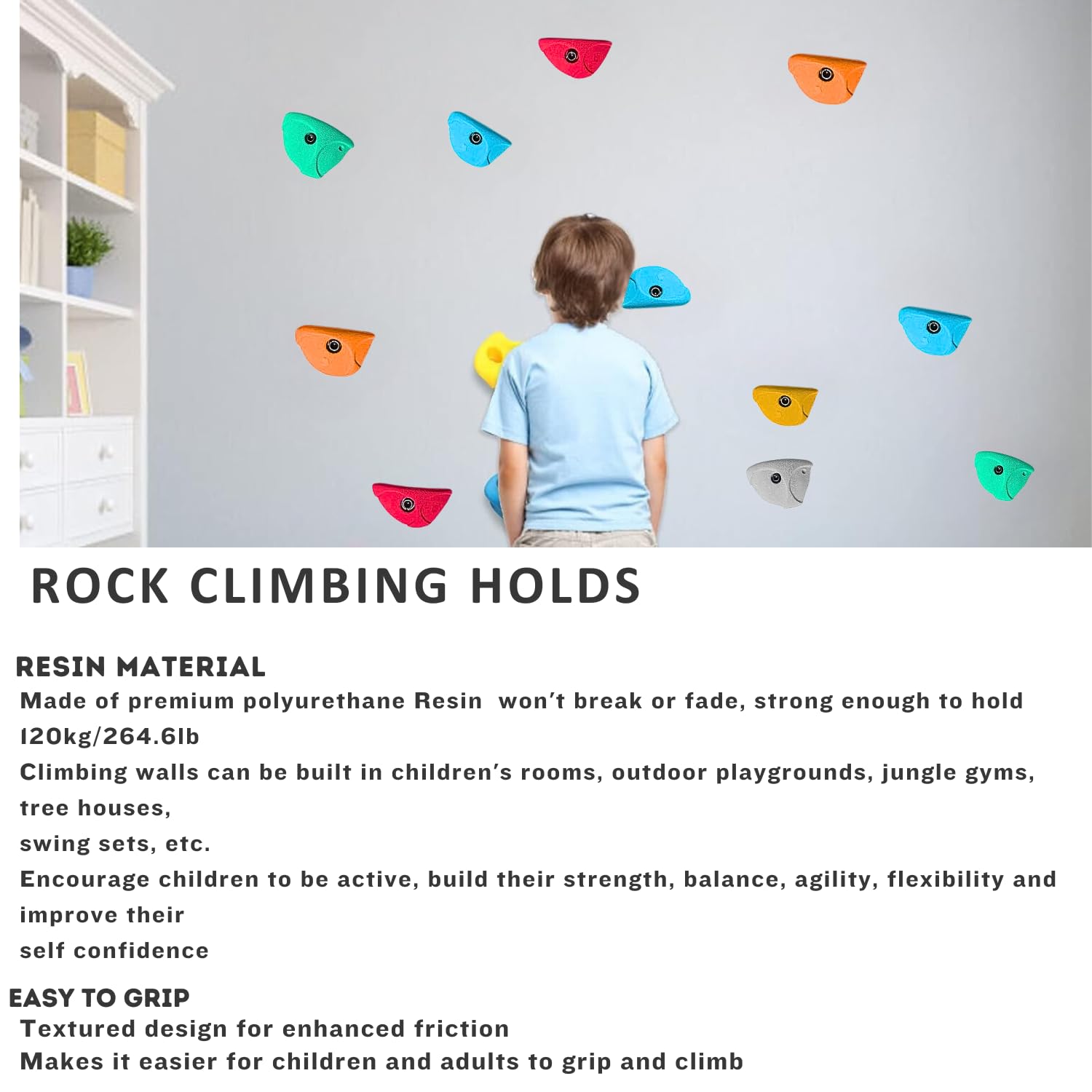 White Tech Premium Rock Climbing Holds Crimp (10 Pack) Climbing Holds for Indoor and Outdoor Play Set for Kids, Adult Easy to Install, Wall/Wood Long Lasting Crimp Grips