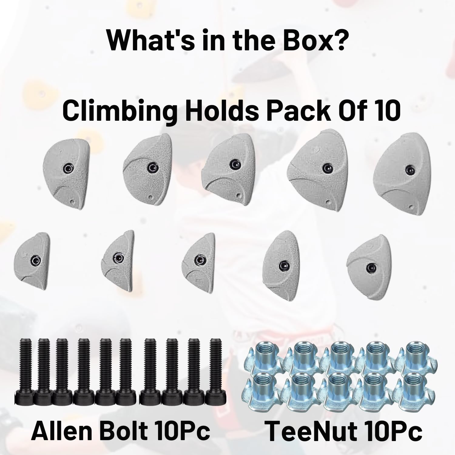 White Tech Premium Rock Climbing Holds Crimp (10 Pack) Climbing Holds for Indoor and Outdoor Play Set for Kids, Adult Easy to Install, Wall/Wood Long Lasting Crimp Grips
