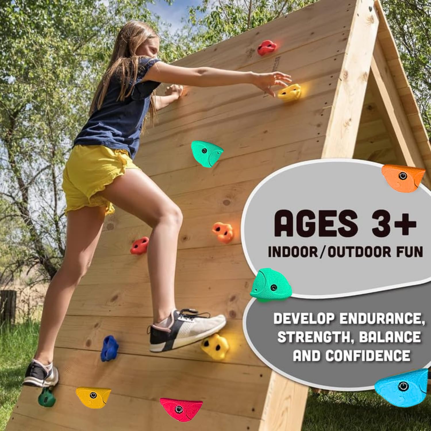 White Tech Premium Rock Climbing Holds Crimp (10 Pack) Climbing Holds for Indoor and Outdoor Play Set for Kids, Adult Easy to Install, Wall/Wood Long Lasting Crimp Grips