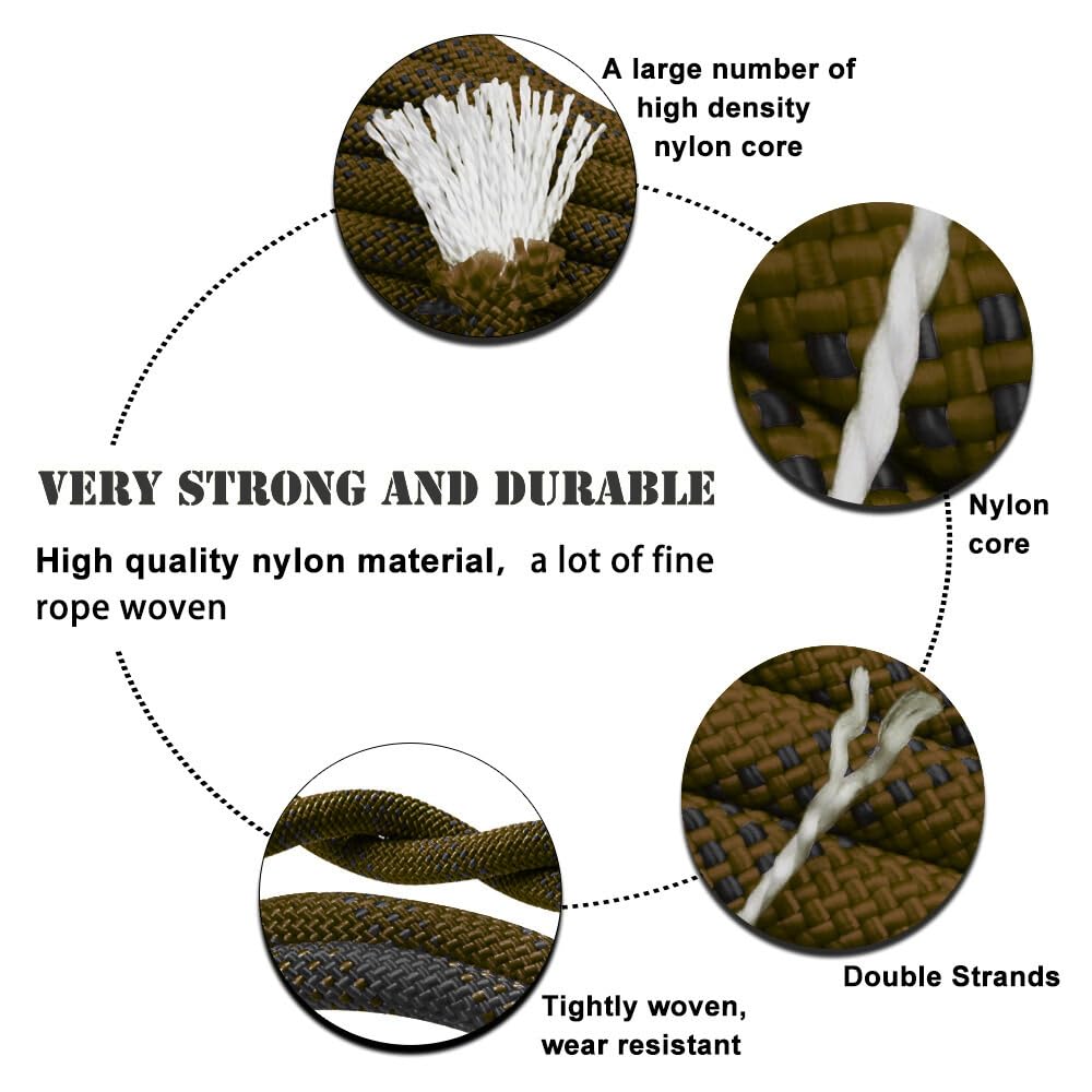 White Tech Static Kernmantle Rock Climbing Rope, Rappelling Rope for Outdoor, Hiking Safety Escape Rope, Rescue Parachute Rope, Mountaineering, Hauling, Static Climbing Rope (10MM (Black), 100 MTR)