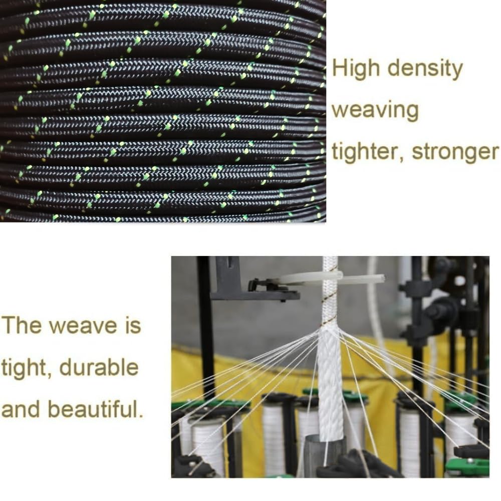 White Tech Static Kernmantle Rock Climbing Rope, Rappelling Rope for Outdoor, Hiking Safety Escape Rope, Rescue Parachute Rope, Mountaineering, Hauling, Static Climbing Rope (10MM (Black), 50 MTR)