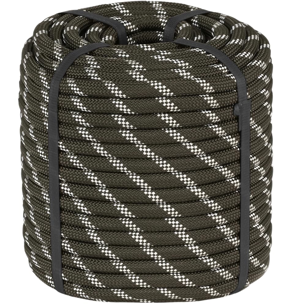 White Tech Static Kernmantle Rock Climbing Rope, Rappelling Rope for Outdoor, Hiking Safety Escape Rope, Rescue Parachute Rope, Mountaineering, Hauling, Static Climbing Rope (12MM (Black), 100 MTR)