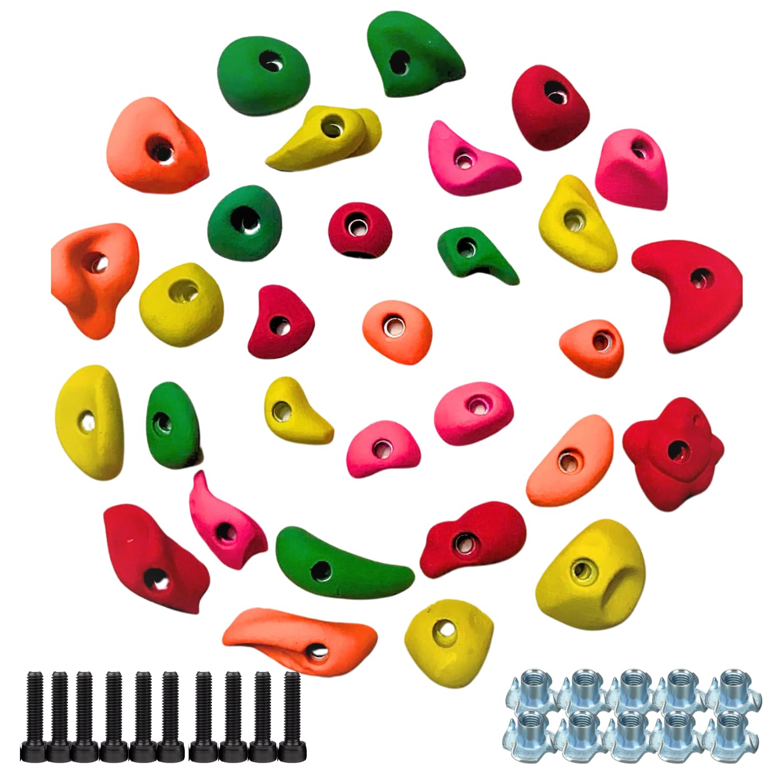 Withe Tech Rock Wall Climbing Holds Set of 30 for Kids and Adult,DIY Wall Climbing Holds for Indoor and Outdoor Play Set Use (Multicolor) with Installation Kit