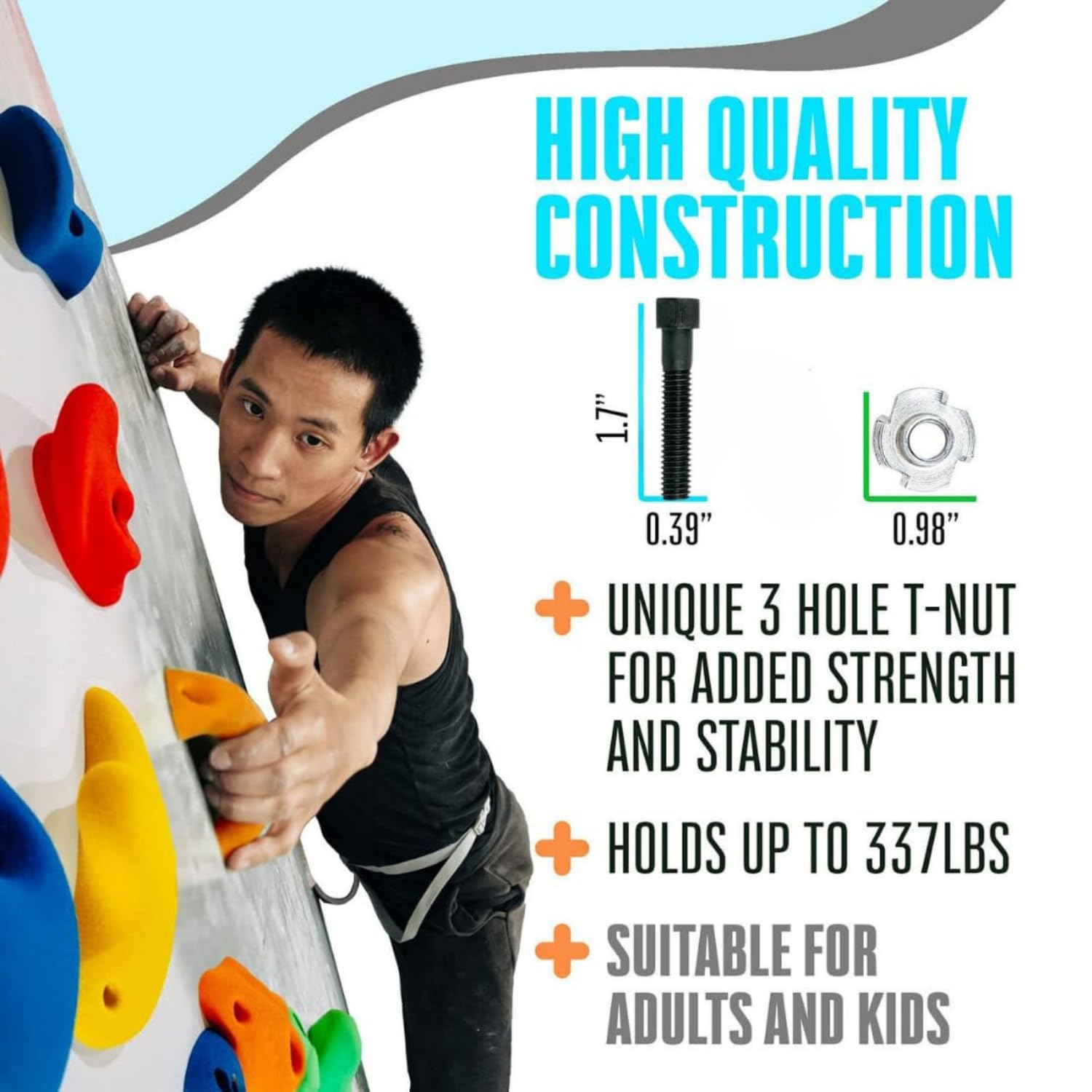 Withe Tech Rock Wall Climbing Holds Set of 30 for Kids and Adult,DIY Wall Climbing Holds for Indoor and Outdoor Play Set Use (Multicolor) with Installation Kit