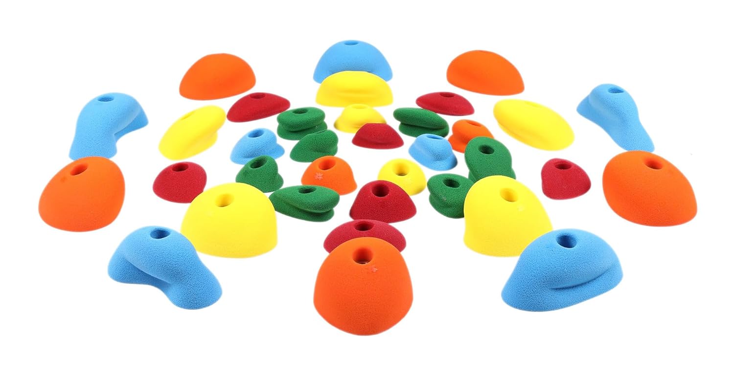 Withe Tech Rock Wall Climbing Holds Set of 30 for Kids and Adult,DIY Wall Climbing Holds for Indoor and Outdoor Play Set Use (Multicolor) with Installation Kit